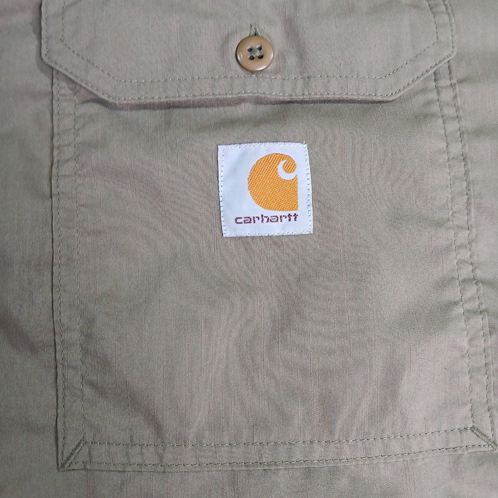 Carhartt Force Mens 2XL Khaki Tan Short Sleeve Button Down Work Shirt Relax fit - Picture 10 of 13